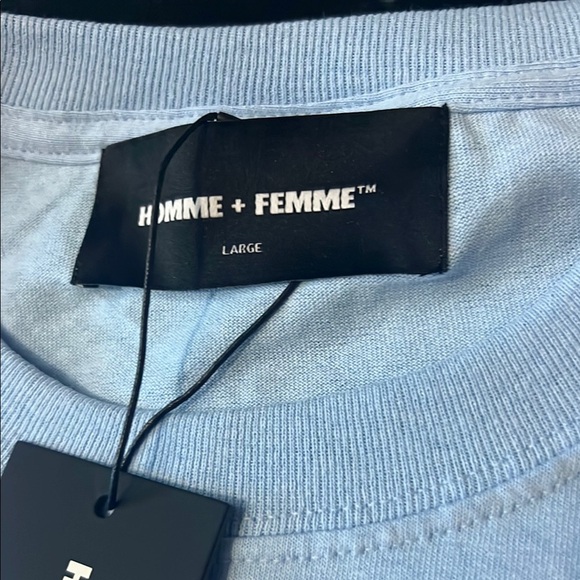 Homme Femme Respect Tee Light Blue and Cream - Picture 6 of 9